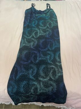 Vintage Teal and Black Glitter Maxi Dress